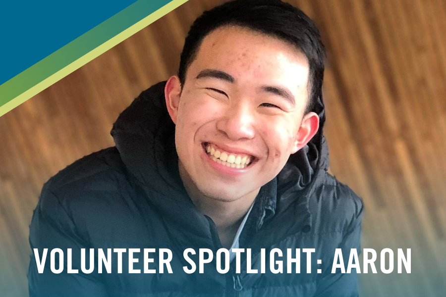 img text: Volunteer Spotlight Aaron